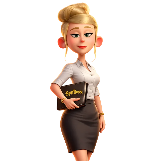 Penny, the SpinBoss assistant, holding the casino ledger